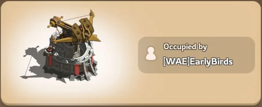 Turret info panel showing which alliance currently occupies it